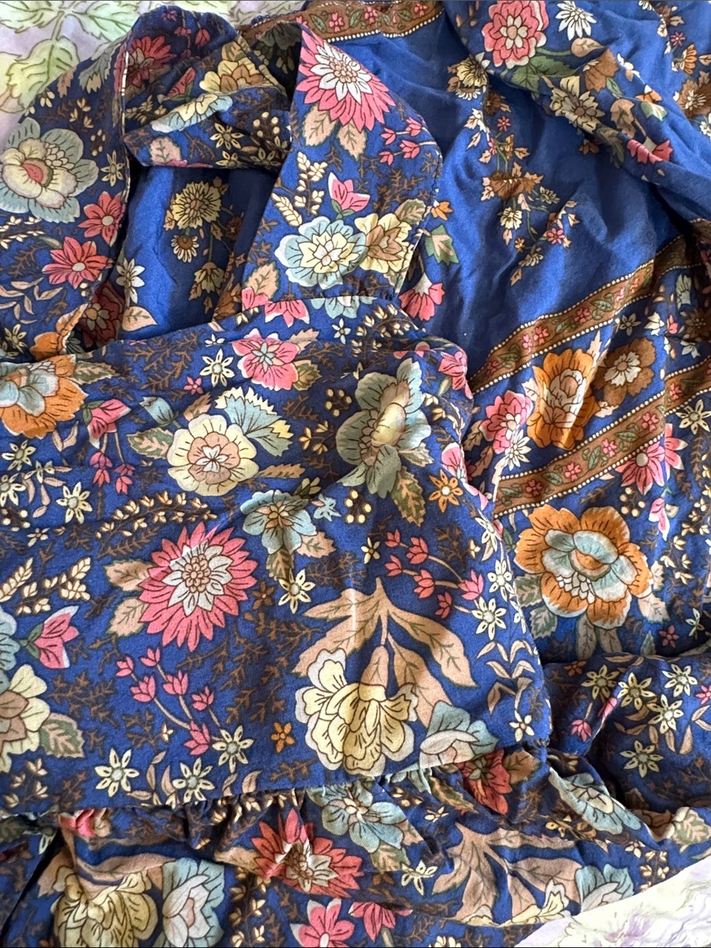 Natural Life Tricia Blue Garden Dress Floral Flower Colonial Blockprint M - Picture 11 of 11